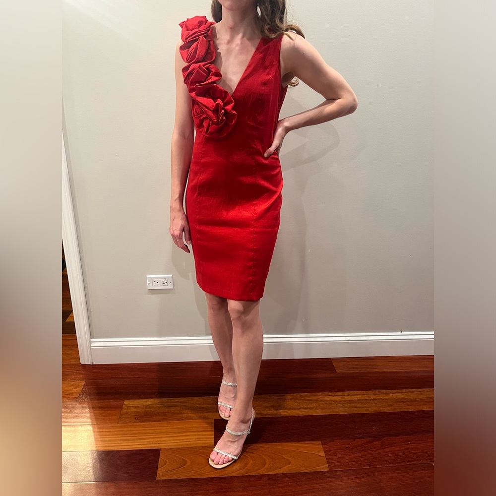Cache red formal mini dress